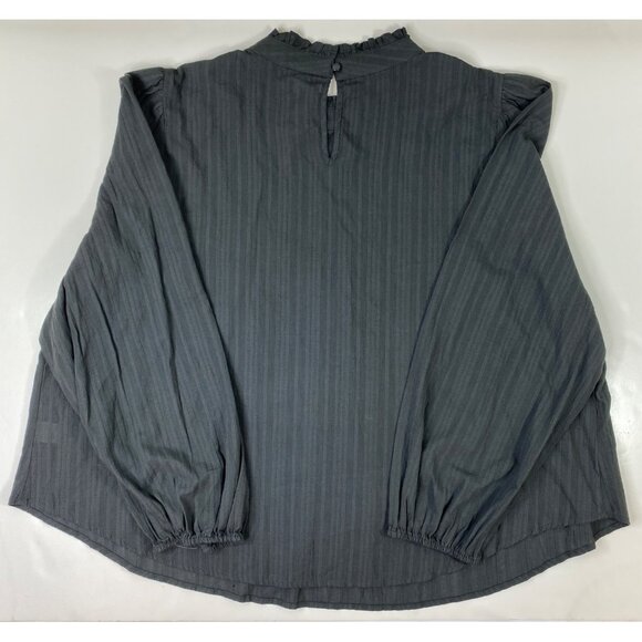 Ana Womens Gray Long Sleeve Ruffled Neck Textured Blouse Size 2X - Picture 2 of 5